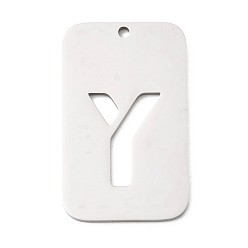 Letter Y 304 подвески из нержавеющей стали, прямоугольник с буквой, цвет нержавеющей стали, Письмо Y, 33x20x1.5 мм, отверстие : 1.8 мм
