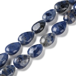 Sodalite Natural Sodalite Beads Strands, Flat Teardrop, 13~14x9.5~10x5~5.5mm, Hole: 1.2mm, about 28pcs/strand, 15.16''(38.5cm)