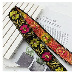 Colorful Ethnic Style Embroidery Rhombus Polyester Ribbons, Jacquard Ribbon, Garment Accessories, Flat, Colorful, 1-5/8 inch(40mm)
