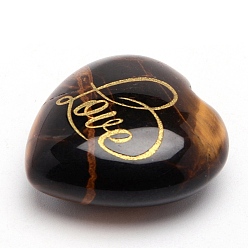 Tiger Eye Natural Tiger Eye Carved Heart Love Stone, Pocket Palm Stone for Reiki Balancing, Home Display Decorations, 30x30mm
