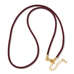 Коричневый 2мм круглый нейлоновый миланский шнур для изготовления ожерелья, с латунными выводами и 303 застежками из лобстера из нержавеющей стали, реальный 18 k позолоченный, коричневые, 18.50~18.70 дюйм (47~47.5 см)