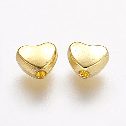 Golden Alloy Beads, Cadmium Free & Lead Free, Heart, Golden, 6x5x3mm, Hole: 1mm