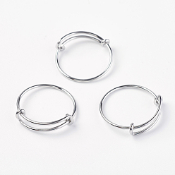 Stainless Steel Color Adjustable 304 Stainless Steel Rings, Stainless Steel Color, Size 10, 19.5mm