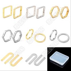 Platinum & Light Gold CHGCRAFT DIY Earring Making Finding Kit, Including Brass Bead Frames & Pendants, Square & Hexagon & Ring & U-shaped, Platinum & Light Gold, 16Pcs/box