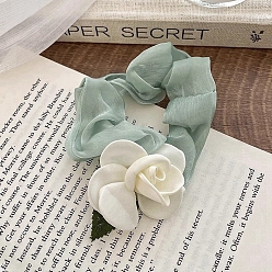 Средний Бирюзовый Цветочные тканевые эластичные аксессуары для волос, для девочек или женщин, резинка для волос / резинки для волос, средне бирюзовый, 100 мм