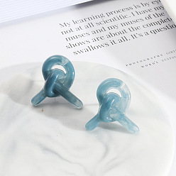 Light blue Resin Sweet Candy Color Fun Cute Girl Earrings & Ear Studs with Simple Knot Design