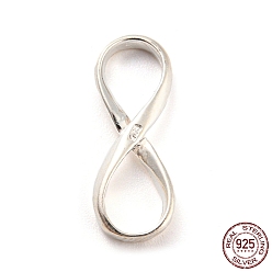 Silver 925 Sterling Silver Pendants, Infinity Charms, with 925 Stamp, Silver, 18.6x7x2.4mm, Hole: 6.7x4.7mm