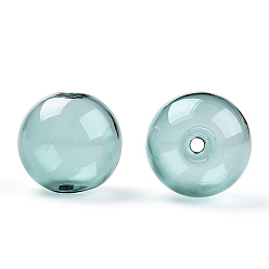 Cyan Foncé Perles de globe en verre borosilicaté soufflé transparent, ronde, pour diy souhait bouteille pendentif perles de verre, dark cyan, 18x17mm, Trou: 2mm