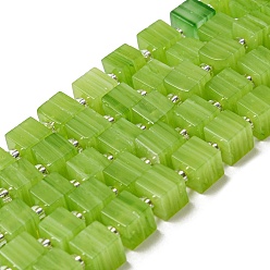 Yellow Green Handwork Lampwork Beads, with Glass Spacer Beads, Square, Yellow Green, 6x6x5~5.5mm, Hole: 0.9mm, about 54~55pcs/strand, 15.75~15.94''(40~40.5cm)