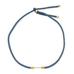 Steel Blue Adjustable Nylon Cord Necklace Making, with Brass Beadable Bar, Golden, Steel Blue, 18.11x0.16 inch(46x0.4cm)