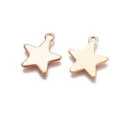 Rose Gold 201 Stainless Steel Pendants, Star, Stamping Blank Tag, Rose Gold, 15x13x0.7mm, Hole: 1.4mm