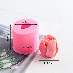 Pink Flower Shape DIY Candle Silicone Molds, Resin Casting Molds, For Scented Candle Making, Pink, 5.5x4.5cm