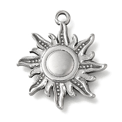 Stainless Steel Color Anti-Tarnish 304 Stainless Steel Pendants, Sun Charm, Stainless Steel Color, 20.5x18x1.8mm, Hole: 1.6mm