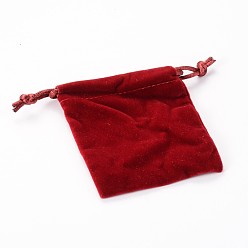 Red Rectangle Velours Jewelry Bags, Red, 8.8x7cm