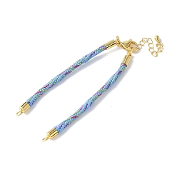 Светло-Голубой Нейлона шнур браслеты, для изготовления браслета с соединителем, с реечным покрытием, золотыми застежками-карабинами и удлинителями цепочек, долговечный, без кадмия и без свинца, Небесно-голубой, 5-3/4~6x1/8x1/8 дюйм (14.7~15.2x0.3 см)