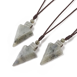 Лабрадорита Ожерелье со стрелой из натурального лабрадорита, украшения из драгоценных камней для женщин, 36.22 дюйм (92 см)