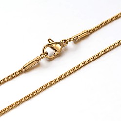 Golden 304 Stainless Steel Snake Chains Necklaces, with Lobster Clasps, Golden, 23.7 inch(60.2cm), 1.2mm
