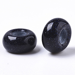 Blue Goldstone Synthetic Blue Goldstone European Beads, Large Hole Beads, Rondelle, 14x7mm, Hole: 5~6mm