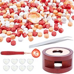 Orange DIY Stamp Making Kits, Including Seal Stamp Wax Stick Melting Pot Holder, Brass Wax Sticks Melting Spoon, Paraffin Candles and 304 Stainless Steel Beading Tweezers, Orange, 0.9cm, 511pcs/set