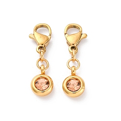 Сочный Персик 304 из нержавеющей стали горный хрусталь подвески, застежка когтя омара, ионное покрытие (ip), сочный персик, 23 мм