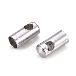 Stainless Steel Color 201 Stainless Steel Cord Ends, End Caps, Column, Stainless Steel Color, 9x4mm, Hole: 2.2mm, Inner Diameter: 3.5mm