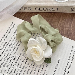 Темный Морско-зеленый Цветочные тканевые эластичные аксессуары для волос, для девочек или женщин, резинка для волос / резинки для волос, темно-зеленый, 100 мм