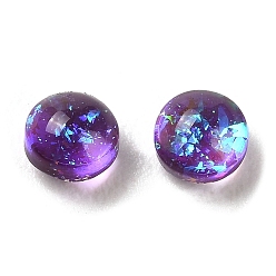 Dark Orchid Resin Imitation Opal Cabochons, with Glitter Powder, Rondelle, Dark Orchid, 4x3mm