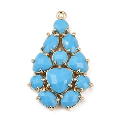 Темно-Голубой Латунь стекло кулоны, слеза, без свинца и без кадмия, долговечный, стойки покрытие, реальный 18 k позолоченный, граненые, глубокое синее небо, 33x21x6 мм, отверстие : 1.2 мм