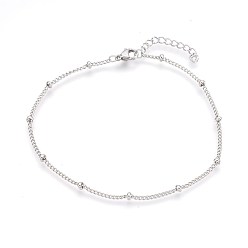 Stainless Steel Color 304 Stainless Steel Curb Chain Anklets, Stainless Steel Color, 9 inch(23cm), 1.6mm