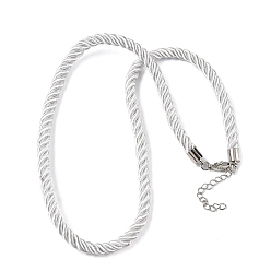 Белый 5мм нейлоновый витой шнур для изготовления ожерелий, с латунными выводами и 304 застежками из лобстера из нержавеющей стали, долговечный, стойки покрытие, платина, белые, 17.72~18.90 дюйм (45~48 см)