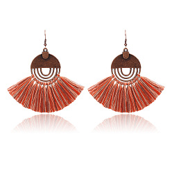 orange Bohemian Style Tassel Earrings Fashion Retro Statement Jewelry HY-6776-1