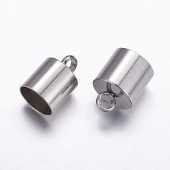 Stainless Steel Color 304 Stainless Steel Cord Ends, Stainless Steel Color, 12~14x10mm, Hole: 2.6mm, Inner Diameter: 9mm
