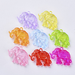 Mixed Color Transparent Acrylic Pendants, Elephant, Mixed Color, 33x44x10.5mm, Hole: 2.5mm, about 125pcs/500g