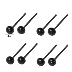 Black Mini Black Glass Eyes Kits, Glass Eyes on Wire Pin, for Wool Felt Dolls Makings, Black, 4mm, 100pcs/bag