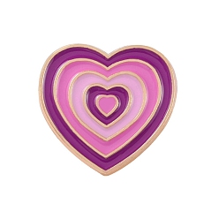 Purple Gradient Color Heart Enamel Pins, Golden Alloy Brooch, Purple, 22x22mm