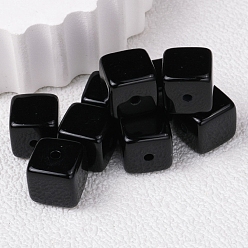 Black Opaque Acrylic Beads, Cube, Black, 16x16mm, Hole: 3mm