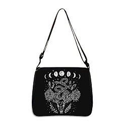 Snake Polyester Bag, Gothic Style Adjustable Shoulder Bag for Wiccan Lovers, Snake, 24x20cm