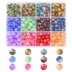 Mixed Color 360Pcs 12 Style Transparent Crackle Acrylic Beads, Round, Mixed Color, 8x7.5mm, Hole: 1.8mm, about 30pcs/color