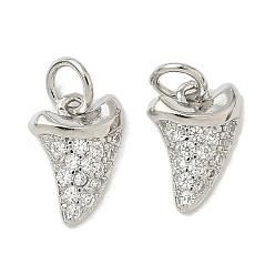 Платина Латунные микро проложить кубического циркония подвески, подвески в форме акульего зуба, долговечный, без кадмия и без свинца, стойки покрытие, с целью перехода в кольце, платина, 11.5x8.5x2.5 мм, отверстие : 3.3 мм