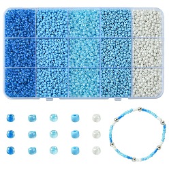 Озёрно--синий 5 цветные стеклянные бусины, непрозрачных цветов lustered, круглые, Плут синий, 3~4x2~3 мм, отверстие : 0.8~1 мм, 45 г / цвет