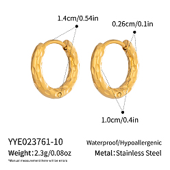 Золотой 304 кованые серьги-кольца из нержавеющей стали, золотые, 13.5x14x2.5 мм