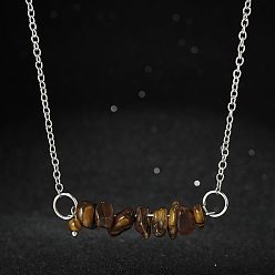 Тигровый глаз Ожерелья с подвесками из натурального тигрового глаза в стиле бохо, украшения из нержавеющей стали для женщин, цвет нержавеющей стали, 17.72 дюйм (45 см)