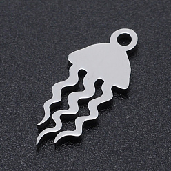 Stainless Steel Color 201 Stainless Steel Pendants, Jellyfish, Stainless Steel Color, 17x7x1mm, Hole: 1.5mm