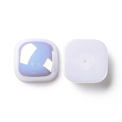 White ABS Plastic Imitation Pearl, AB Color Plated, Square, White, 20x20x8.5mm, Hole: 1.4mm