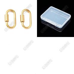 Real 18K Gold Plated 6Pcs 304 Stainless Steel Locking Carabiner, Oval, Real 18K Gold Plated, 21x10x2mm