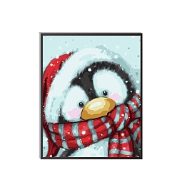 Hat Christmas Penguin Pattern DIY Diamond Painting Kits, including Resin Rhinestones, Diamond Sticky Pen, Tray Plate and Glue Clay, Hat, 400x300mm