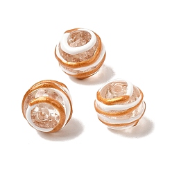 Золотистый Бусины ручной работы из эмали с золотым песком, бусины ручной работы, круглые, два тона, золотые, 12~13x11~12 мм, отверстие : 1.5~1.8 мм