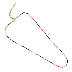 GZ-N220008B Bohemian Style Stainless Steel Collarbone Chain Handmade Braided Beaded Necklace