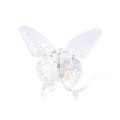 Белый УФ-покрытие Радужные радужные прозрачные акриловые бусины, бабочка, белые, 33.5x40x12.5 мм, отверстие : 3.2 мм