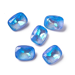 Sapphire Mocha Fluorescent Style K9 Glass Rhinestone Cabochons, Pointed Back, Rectangle, Sapphire, 8x6x3mm